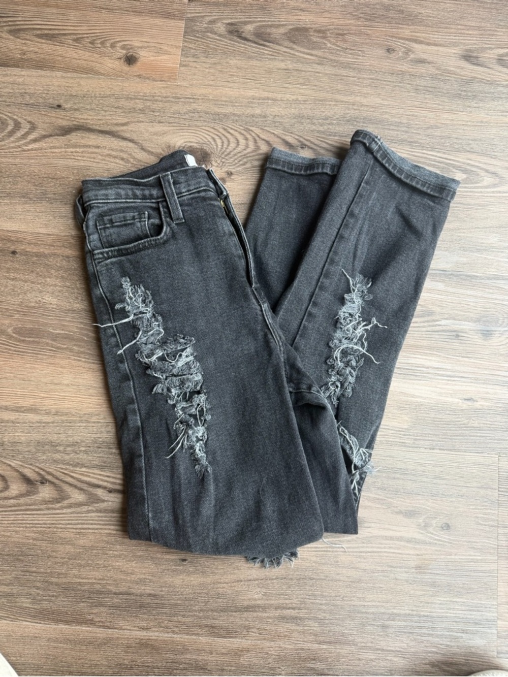 Vibrant Black Distressed Skinny Jeans
